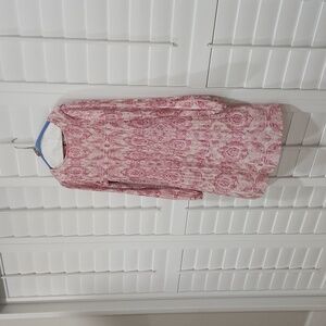 Pink and cream paisley, pleated, a-line dress